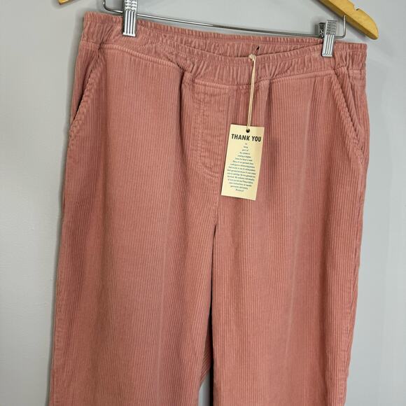 IT IS WELL LA Corduroy Crop Pant Pull-on Relax Fit Pink Cotton Women's L New - Picture 4 of 11